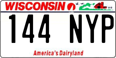 WI license plate 144NYP