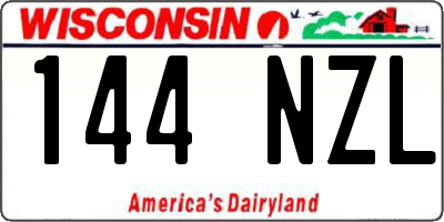 WI license plate 144NZL