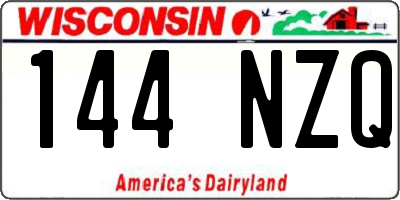 WI license plate 144NZQ
