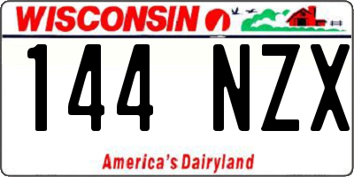 WI license plate 144NZX