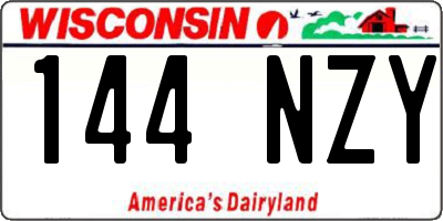 WI license plate 144NZY