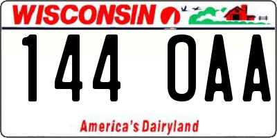 WI license plate 144OAA