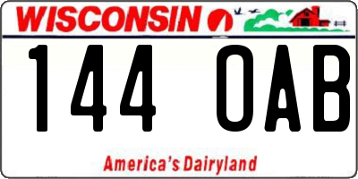 WI license plate 144OAB