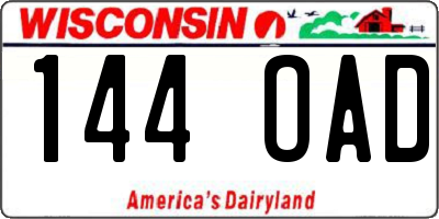 WI license plate 144OAD