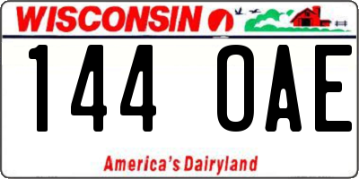 WI license plate 144OAE