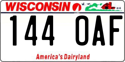 WI license plate 144OAF