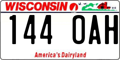 WI license plate 144OAH