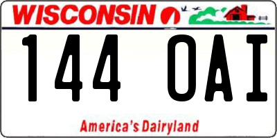 WI license plate 144OAI