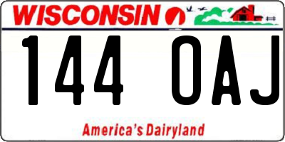 WI license plate 144OAJ
