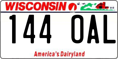WI license plate 144OAL