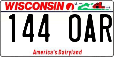 WI license plate 144OAR