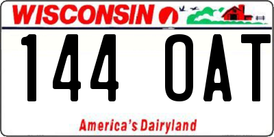 WI license plate 144OAT