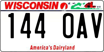 WI license plate 144OAV