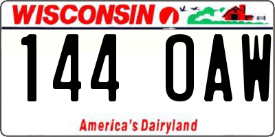 WI license plate 144OAW