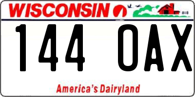 WI license plate 144OAX