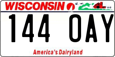 WI license plate 144OAY
