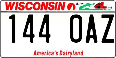 WI license plate 144OAZ