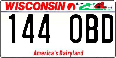 WI license plate 144OBD