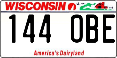 WI license plate 144OBE