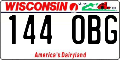 WI license plate 144OBG