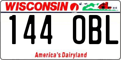 WI license plate 144OBL