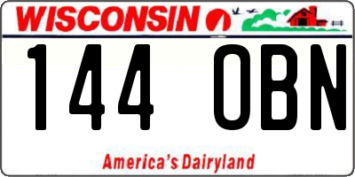 WI license plate 144OBN