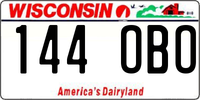 WI license plate 144OBO