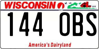 WI license plate 144OBS