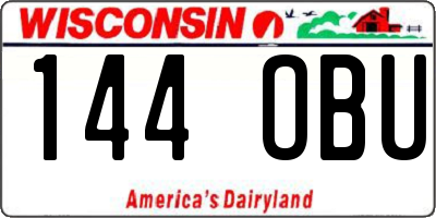 WI license plate 144OBU