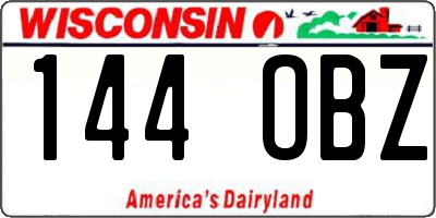 WI license plate 144OBZ