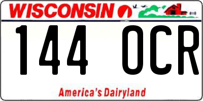 WI license plate 144OCR