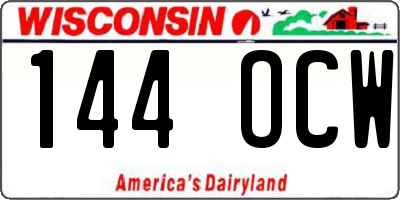 WI license plate 144OCW