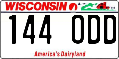 WI license plate 144ODD