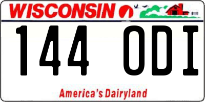 WI license plate 144ODI