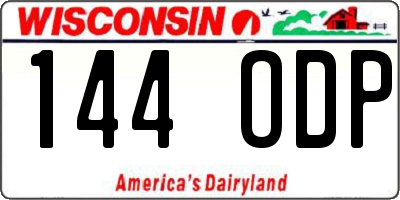 WI license plate 144ODP