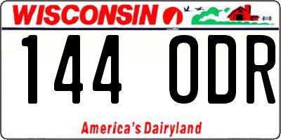 WI license plate 144ODR