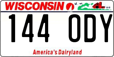 WI license plate 144ODY