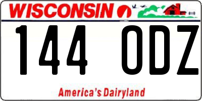 WI license plate 144ODZ