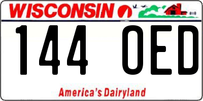 WI license plate 144OED