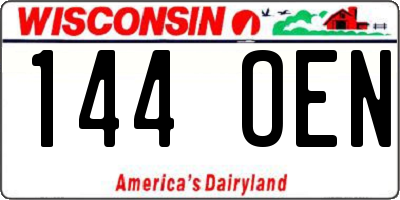 WI license plate 144OEN