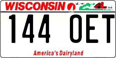WI license plate 144OET