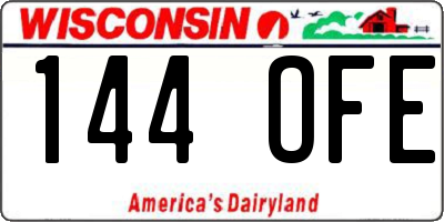 WI license plate 144OFE