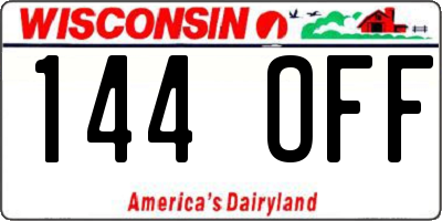 WI license plate 144OFF