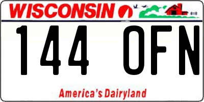 WI license plate 144OFN