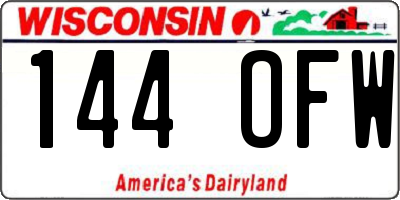 WI license plate 144OFW
