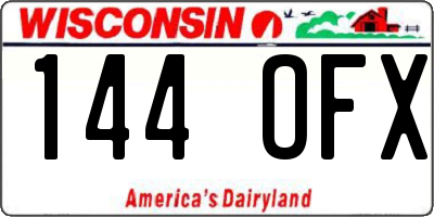 WI license plate 144OFX