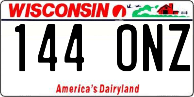 WI license plate 144ONZ