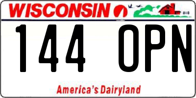 WI license plate 144OPN