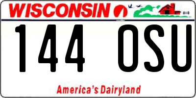 WI license plate 144OSU