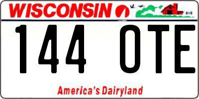 WI license plate 144OTE